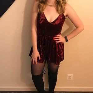 WORN ONCE! Red velvet romper❤️